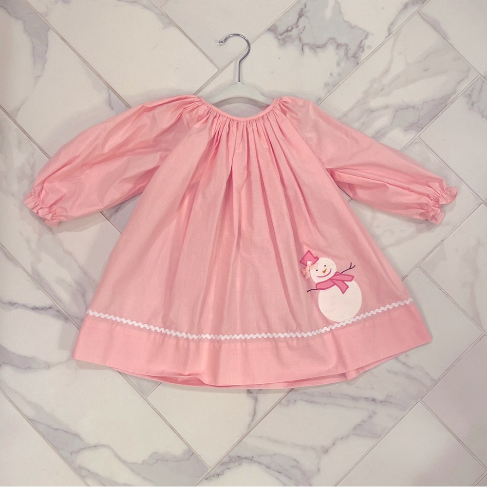 Petit Pomme Pink Snowman Dress